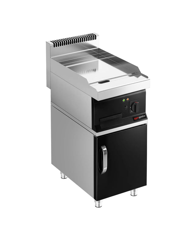 GGM Gastro Commercial Electric Griddle - with Hard Chrome Plate - 4.5kW - Smooth Plate - Cooking area: 395x535mm - with Cabinet Base - 1 Door