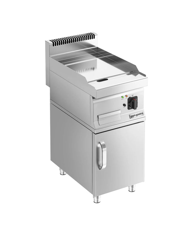 GGM Gastro Commercial Electric Griddle - with Hard Chrome Plate - 4.5kW - Smooth Plate - Cooking area: 395x500mm - with Cabinet Base - 1 Door