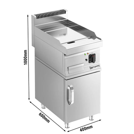 GGM Gastro Commercial Electric Griddle - with Hard Chrome Plate - 4.5kW - Smooth Plate - Cooking area: 395x500mm - with Cabinet Base - 1 Door