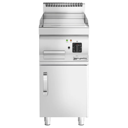 GGM Gastro Commercial Electric Griddle - with Hard Chrome Plate - 4.5kW - Smooth Plate - Cooking area: 395x500mm - with Cabinet Base - 1 Door