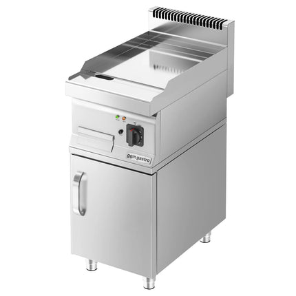 GGM Gastro Commercial Electric Griddle - with Hard Chrome Plate - 4.5kW - Smooth Plate - Cooking area: 395x535mm - with Cabinet Base - 1 Door