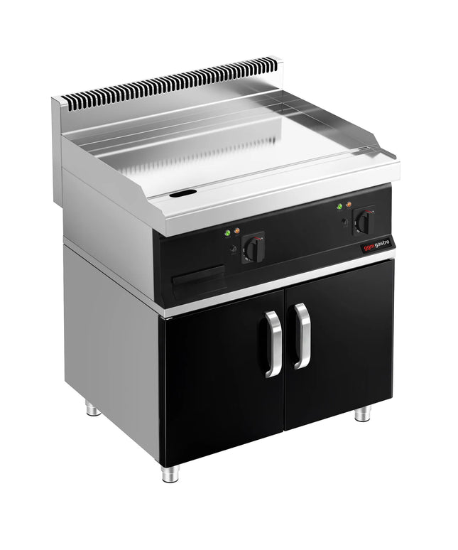 GGM Gastro Commercial Electric Griddle - with Hard Chrome Plate - 8.0kW - Smooth Plate - Cooking area: 795x535mm - with Cabinet Base - 2 Doors