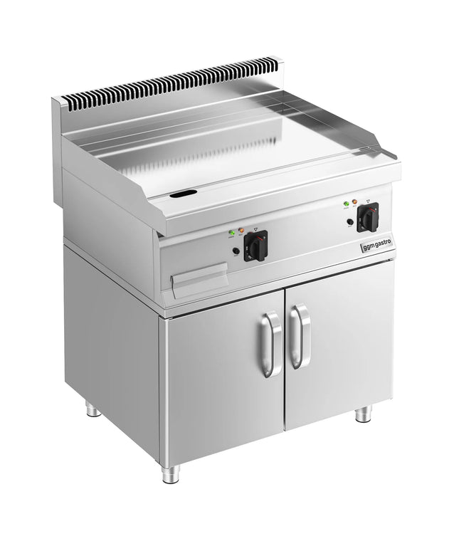 GGM Gastro Commercial Electric Griddle - with Hard Chrome Plate - 8.0kW - Smooth Plate - Cooking area: 795x535mm - with Cabinet Base - 2 Doors