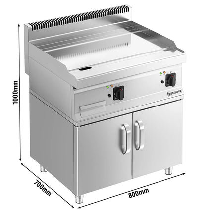 GGM Gastro Commercial Electric Griddle - with Hard Chrome Plate - 8.0kW - Smooth Plate - Cooking area: 795x535mm - with Cabinet Base - 2 Doors