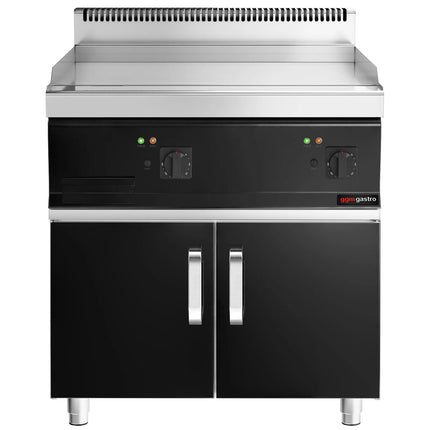GGM Gastro Commercial Electric Griddle - with Hard Chrome Plate - 8.0kW - Smooth Plate - Cooking area: 795x535mm - with Cabinet Base - 2 Doors