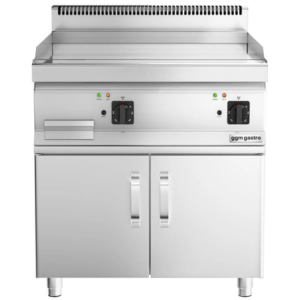 GGM Gastro Commercial Electric Griddle - with Hard Chrome Plate - 8.0kW - Smooth Plate - Cooking area: 795x535mm - with Cabinet Base - 2 Doors