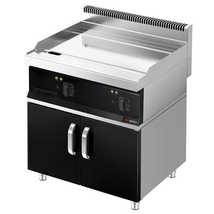 GGM Gastro Commercial Electric Griddle - with Hard Chrome Plate - 8.0kW - Smooth Plate - Cooking area: 795x535mm - with Cabinet Base - 2 Doors