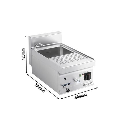 GGM Gastro Commercial Electric Pasta Cooker - Single Tank - Countertop - 26L - 6kW - with Drain Tap
