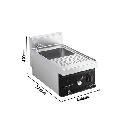 GGM Gastro Commercial Electric Pasta Cooker - Single Tank - Countertop - 26L - 6kW - with Drain Tap - 700mm Depth