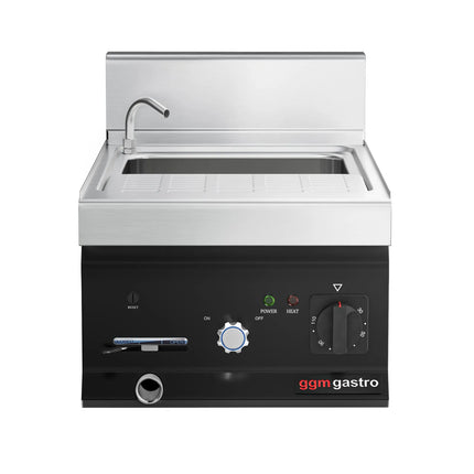 GGM Gastro Commercial Electric Pasta Cooker - Single Tank - Countertop - 26L - 6kW - with Drain Tap - 700mm Depth
