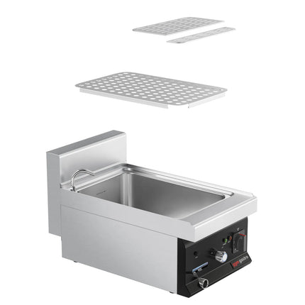 GGM Gastro Commercial Electric Pasta Cooker - Single Tank - Countertop - 26L - 6kW - with Drain Tap - 700mm Depth