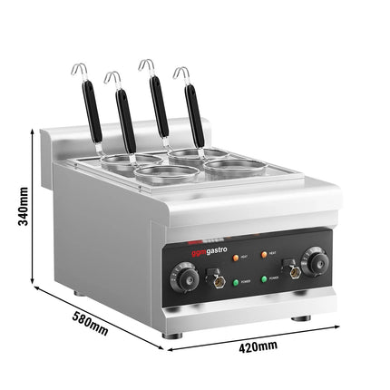 GGM Gastro Commercial Electric Pasta Cooker - Single Tank - Countertop - 3kW - with 4 Baskets