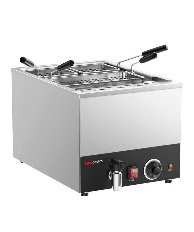 GGM Gastro Commercial Electric Pasta Cooker - Single Tank - Countertop - 40L - 3.2kW - with Drain Tap - with 3 Baskets