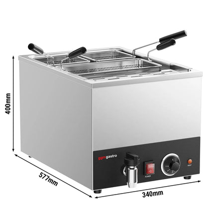 GGM Gastro Commercial Electric Pasta Cooker - Single Tank - Countertop - 40L - 3.2kW - with Drain Tap - with 3 Baskets