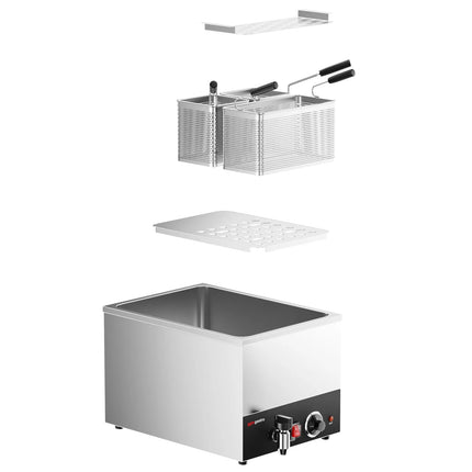GGM Gastro Commercial Electric Pasta Cooker - Single Tank - Countertop - 40L - 3.2kW - with Drain Tap - with 3 Baskets
