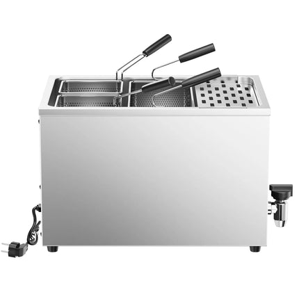 GGM Gastro Commercial Electric Pasta Cooker - Single Tank - Countertop - 40L - 3.2kW - with Drain Tap - with 3 Baskets