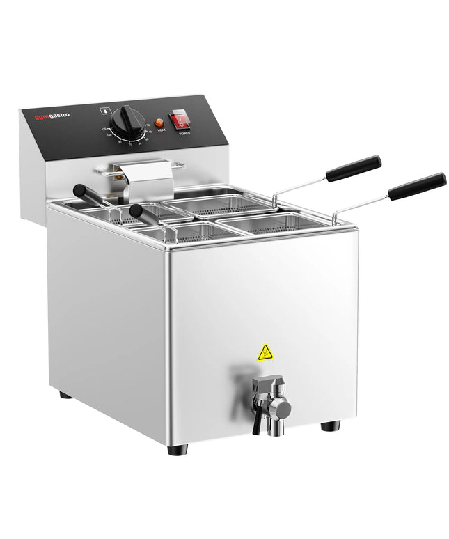 GGM Gastro Commercial Electric Pasta Cooker - Single Tank - Countertop - 8L - 3.25kW - with Drain Tap - with 4 Baskets