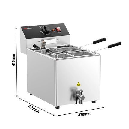 GGM Gastro Commercial Electric Pasta Cooker - Single Tank - Countertop - 8L - 3.25kW - with Drain Tap - with 4 Baskets