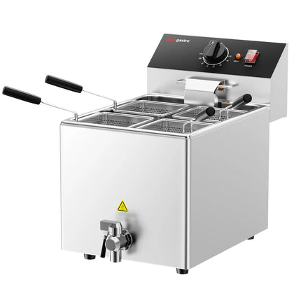 GGM Gastro Commercial Electric Pasta Cooker - Single Tank - Countertop - 8L - 3.25kW - with Drain Tap - with 4 Baskets