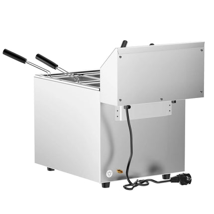 GGM Gastro Commercial Electric Pasta Cooker - Single Tank - Countertop - 8L - 3.25kW - with Drain Tap - with 4 Baskets