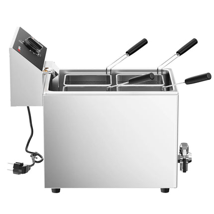 GGM Gastro Commercial Electric Pasta Cooker - Single Tank - Countertop - 8L - 3.25kW - with Drain Tap - with 4 Baskets