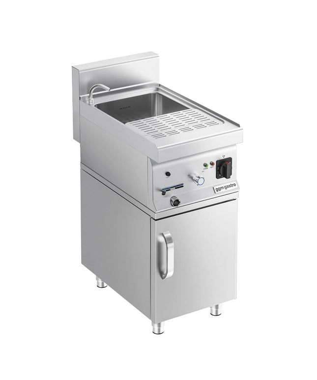 GGM Gastro Commercial Electric Pasta Cooker - Single Tank - Freestanding - 18L - 4.5kW - with Drain Tap - on Cupboard Base - 1-Door