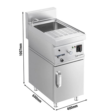 GGM Gastro Commercial Electric Pasta Cooker - Single Tank - Freestanding - 18L - 4.5kW - with Drain Tap - on Cupboard Base - 1-Door