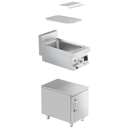 GGM Gastro Commercial Electric Pasta Cooker - Single Tank - Freestanding - 18L - 4.5kW - with Drain Tap - on Cupboard Base - 1-Door