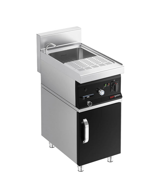 GGM Gastro Commercial Electric Pasta Cooker - Single Tank - Freestanding - 26L - 6kW - with Drain Tap - on Cupboard Base - 1-Door