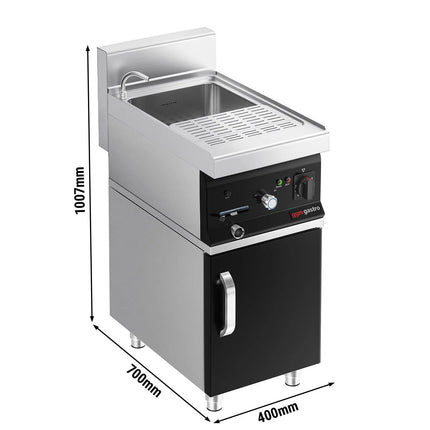 GGM Gastro Commercial Electric Pasta Cooker - Single Tank - Freestanding - 26L - 6kW - with Drain Tap - on Cupboard Base - 1-Door