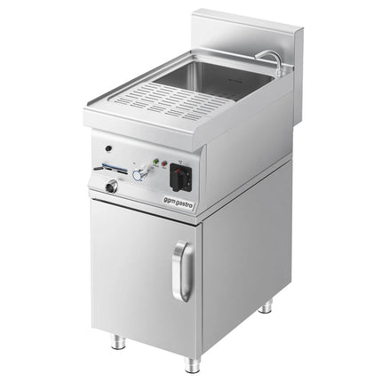 GGM Gastro Commercial Electric Pasta Cooker - Single Tank - Freestanding - 26L - 6kW - with Drain Tap - on Cupboard Base - 1-Door - 700mm Depth