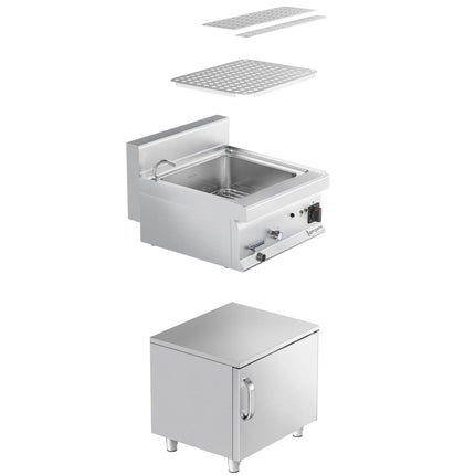 GGM Gastro Commercial Electric Pasta Cooker - Single Tank - Freestanding - 28L - 9kW - with Drain Tap - on Cupboard Base - 1-Door