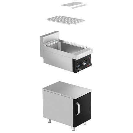 GGM Gastro Commercial Electric Pasta Cooker - Single Tank - Freestanding - 26L - 6kW - with Drain Tap - on Cupboard Base - 1-Door