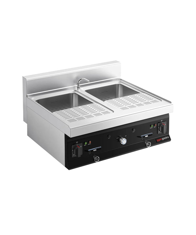 GGM Gastro Commercial Electric Pasta Cooker - Twin Tank - Countertop - 2x26L - 12kW - with Drain Tap - 700mm Depth