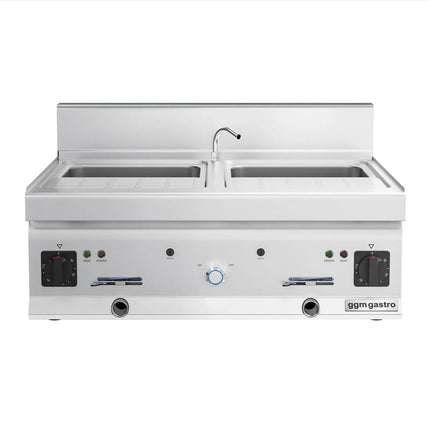 GGM Gastro Commercial Electric Pasta Cooker - Twin Tank - Countertop - 2x26L - 12kW - with Drain Tap - 700mm Depth