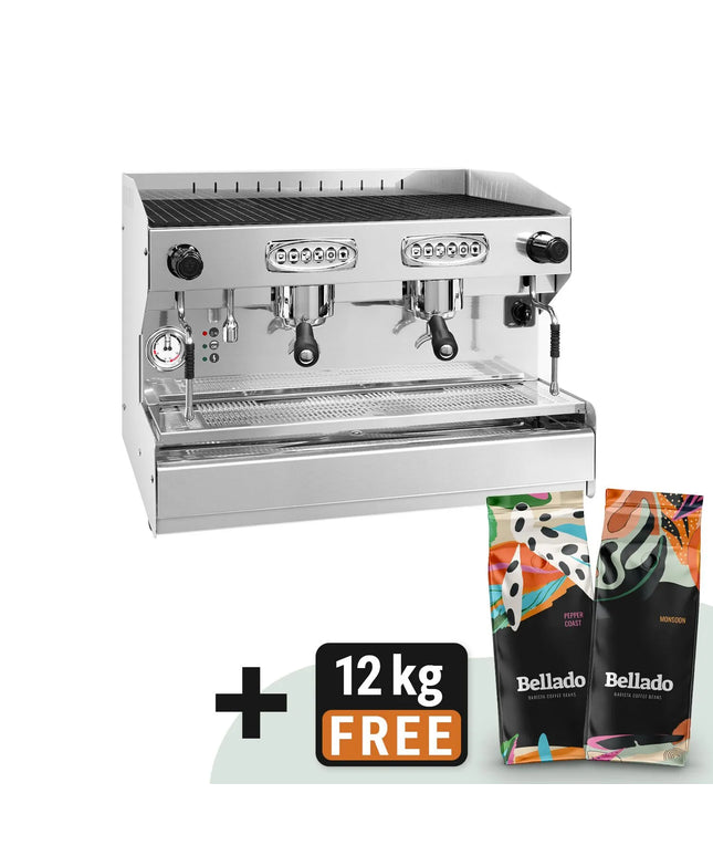 GGM Gastro Commercial Espresso Machine "Allegro" - 2 Group - Pre-infusion System & 2 Steam Wands