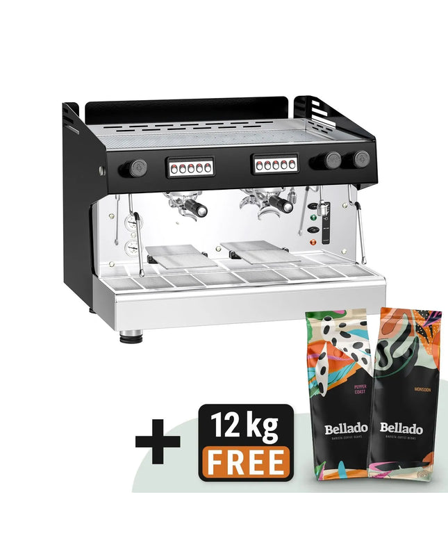 GGM Gastro Commercial Espresso Machine Compact - 2 Group - Manual - Pre-infusion System & 2 Steam Wands