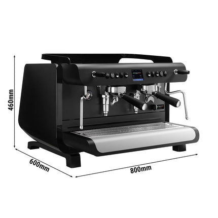 GGM Gastro Commercial Espresso Machine Compact - 2 Group - Multi-boiler - with Touchscreen - Separate Temperature Control - Pre-infusion System & 2 Steam Wands - Black
