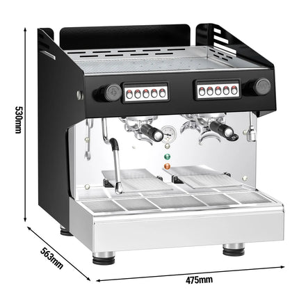 GGM Gastro Commercial Espresso Machine Compact - 2 Group - with Digital Display - Pre-infusion System & 1 Steam Wand