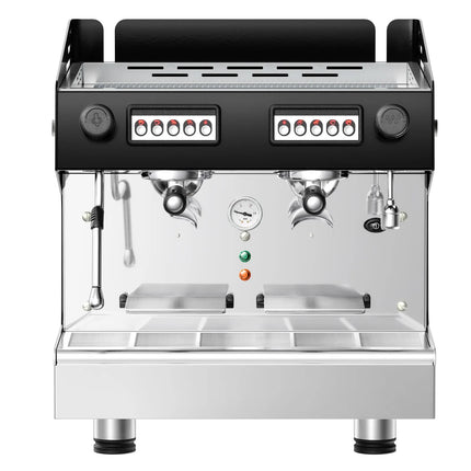 GGM Gastro Commercial Espresso Machine Compact - 2 Group - with Digital Display - Pre-infusion System & 1 Steam Wand