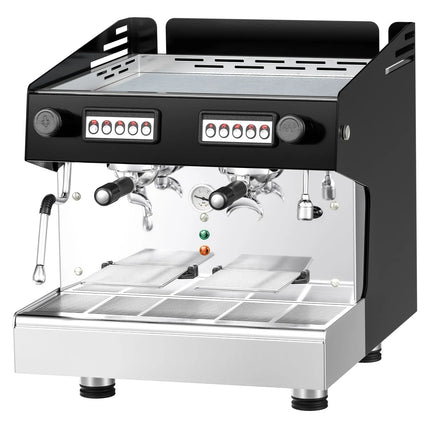 GGM Gastro Commercial Espresso Machine Compact - 2 Group - with Digital Display - Pre-infusion System & 1 Steam Wand