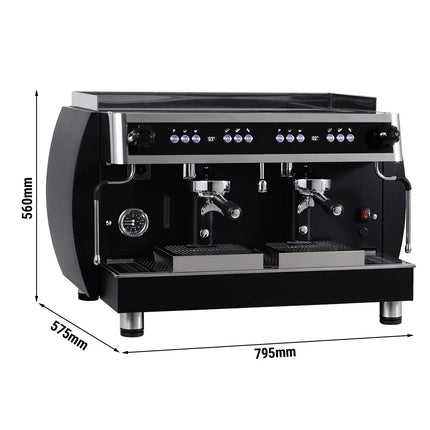 GGM Gastro Commercial Espresso Machine "Grace" - 2 Group - with Digital Display - Pre-infusion System & 2 Steam Wands - Black