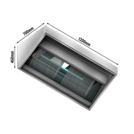GGM Gastro Commercial Extraction Canopy - 1200mm - 900m³/h Airflow - with Filter & Lamp