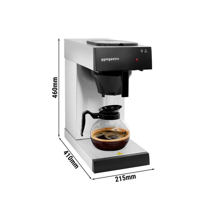 GGM Gastro Commercial Filter Coffee Machine - 1.8L - 1.4 kW - with manual fill & 2 hot plates - incl. 1 glass jug