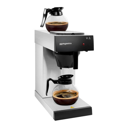 GGM Gastro Commercial Filter Coffee Machine - 1.8L - 1.4 kW - with manual fill & 2 hot plates - incl. 1 glass jug