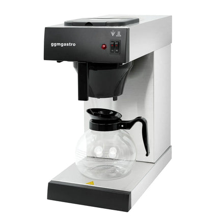 GGM Gastro Commercial Filter Coffee Machine - 1.8L - 1.4 kW - with manual fill & 2 hot plates - incl. 1 glass jug