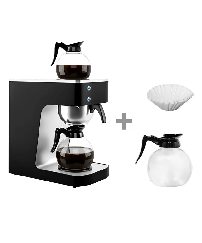 GGM Gastro Commercial Filter Coffee Machine - 1.8L - 2.0 kW - with manual fill & 2 hot plates - incl. 2 glass jugs