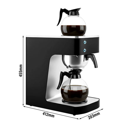 GGM Gastro Commercial Filter Coffee Machine - 1.8L - 2.0 kW - with manual fill & 2 hot plates - incl. 2 glass jugs