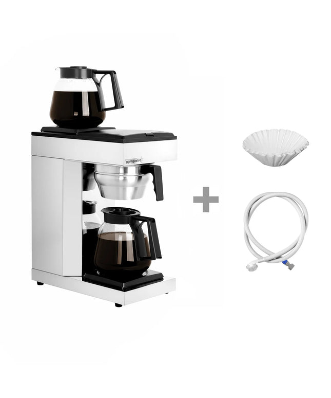 GGM Gastro Commercial Filter Coffee Machine - 1.8L - 2.39 kW - with manual fill & 2 hot plates - incl. 2 glass jugs