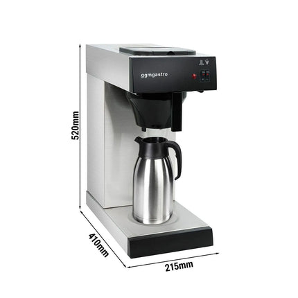 GGM Gastro Commercial Filter Coffee Machine - 2.0L - 1.4 kW - with manual fill & hot plate - incl. 1 thermal flask